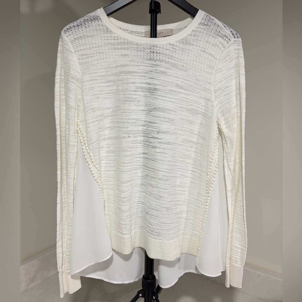 LOFT Cream Textured Women's Blouse